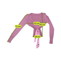 Camisola de malha rosa em Cetim com Cintura de Atar