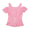 Landgewand Pink Gingham Lace Trim Embroidered Cotton Blouse