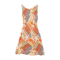 Vintage Floral Patchwork Print Sleeveless Dress