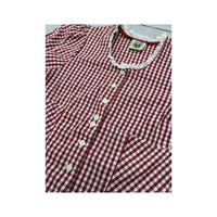 Vintage Red Gingham Puff Sleeve Cotton Blouse
