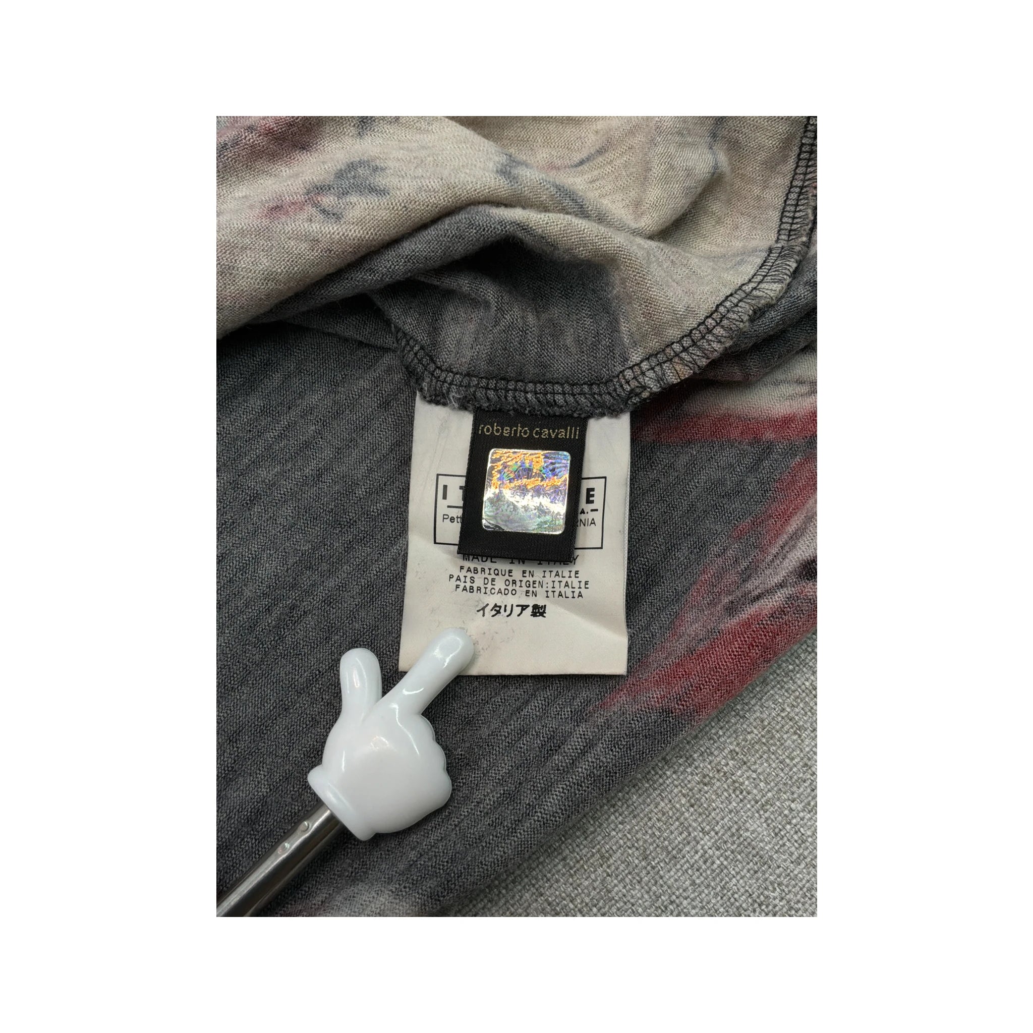 Just Cavalli Abstract Figure Print Wool Blend T-shirt