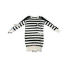 Guess Black and White Striped Lace-Trim Rhinestone G Knit Sweater