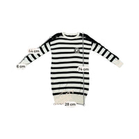 Guess Black and White Striped Lace-Trim Rhinestone G Knit Sweater