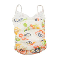 Sheer Floral Mesh Ruched Tank Top