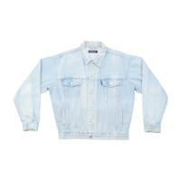 WORK OUT Vintage Light Wash Cotton Denim Trucker Jacket