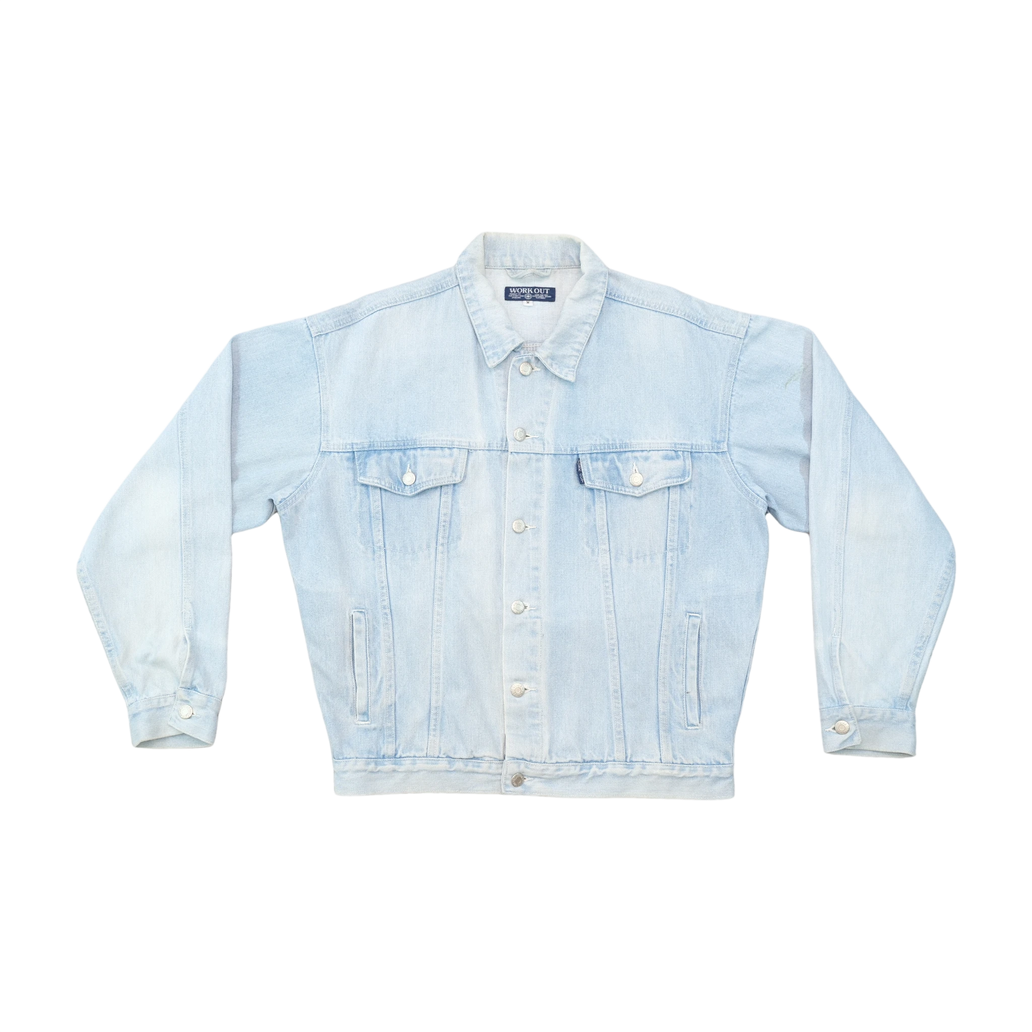WORK OUT Vintage Light Wash Cotton Denim Trucker Jacket