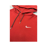 Nike Red Cotton Blend Embroidered Swoosh Pullover Hoodie Sweater