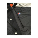 Champion Snap-Front Hooded Short Sleeve Windbreaker Jacket - Black/White/Orange