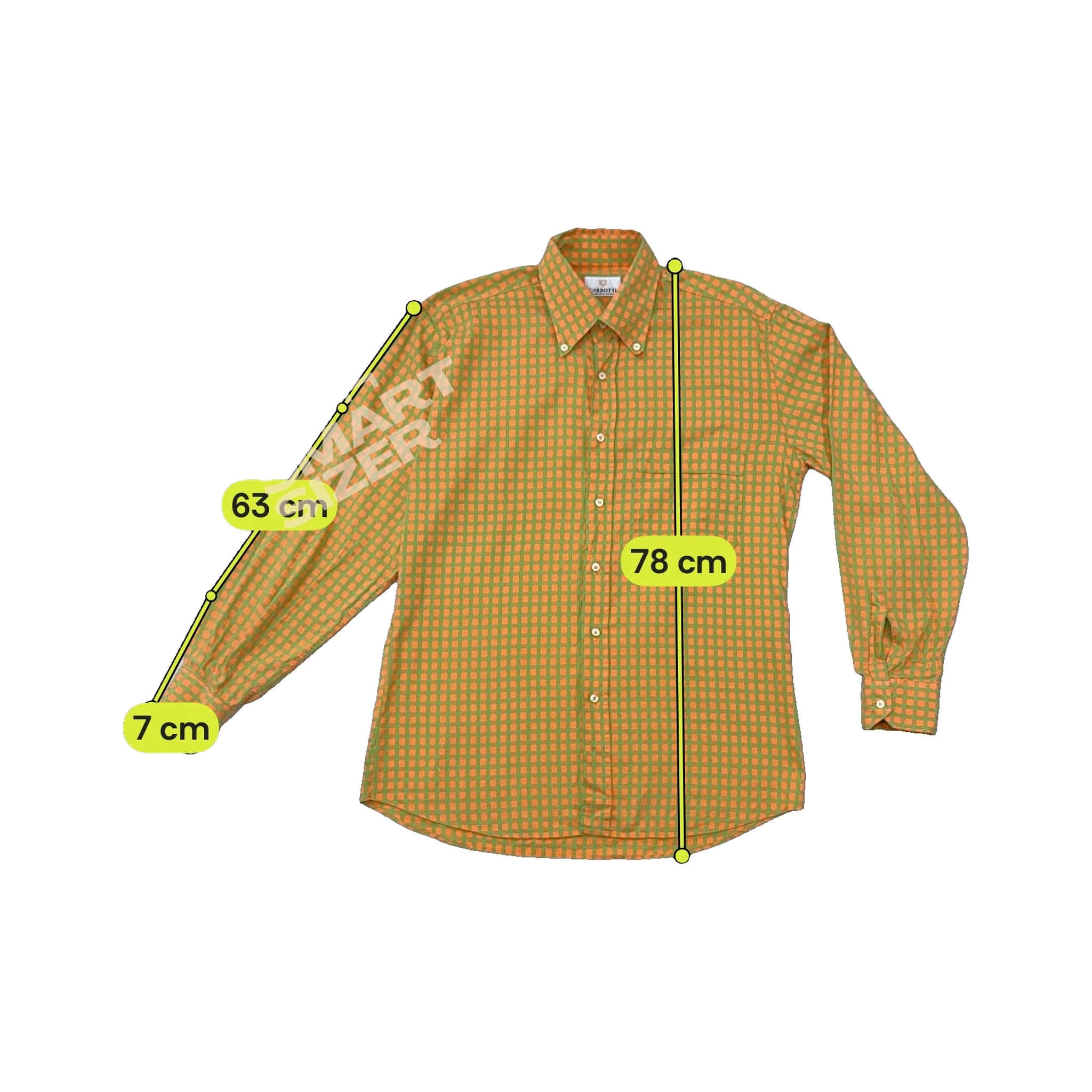 Camisa Carbotti aos Quadrados laranja e verde com Botões