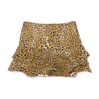 Leopard Print Tiered Ruffle Viscose Mini Skirt