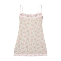 Moschino Lingerie Floral Embroidered Mesh Lace Trim Tank Top