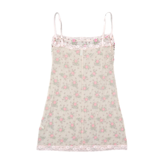 Moschino Lingerie Floral Embroidered Mesh Lace Trim Tank Top