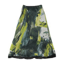 Abstract Print Lace Trim Midi Skirt