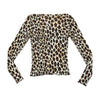 Leopard Print Sheer Mesh Long Sleeve Blouse