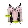 Vintage Pink Polka Dot Lace Trim Ribbon Lace-Up Bustier Tank Top