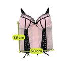 Vintage Pink Polka Dot Lace Trim Ribbon Lace-Up Bustier Tank Top