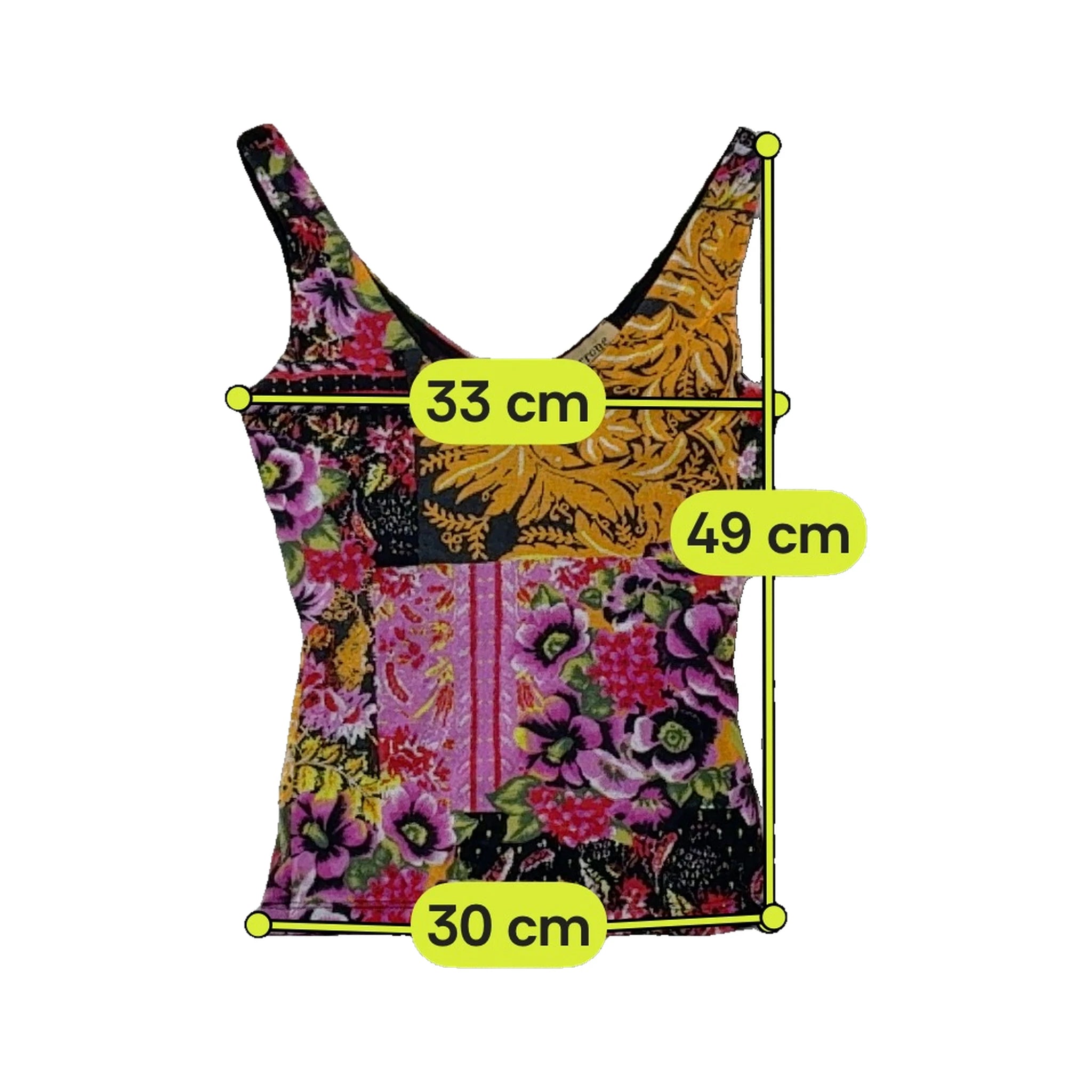 Top de alças Ferrone com Patchwork floral