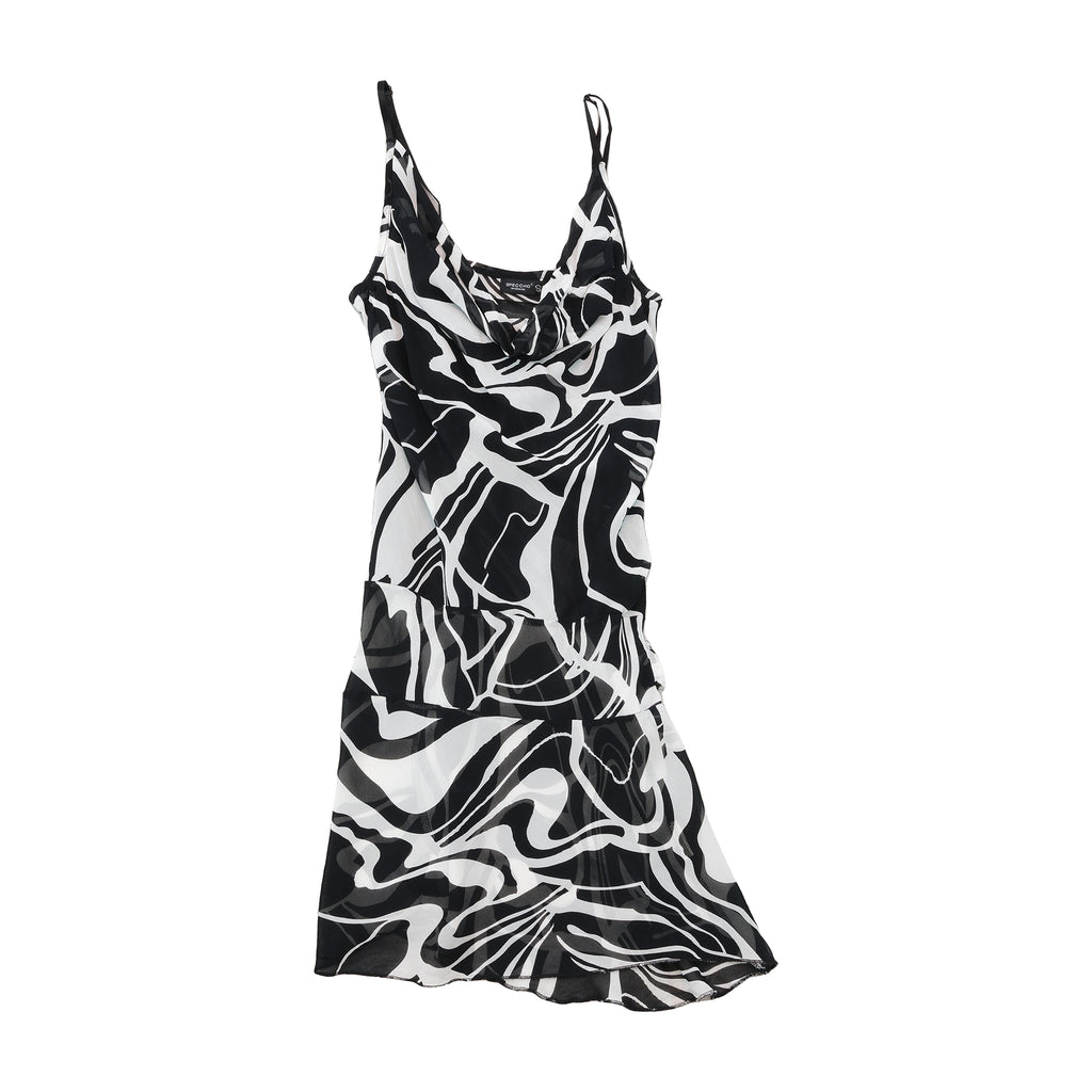 Specchio Abstract Print Cowl Neck Slip Dress