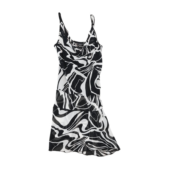 Specchio Abstract Print Cowl Neck Slip Dress