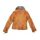 Brown/Orange Leather Jacket with Real Fur