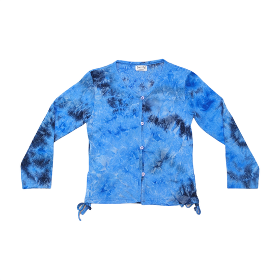 Power Girl Tie Dye Ruched Hem Cardigan