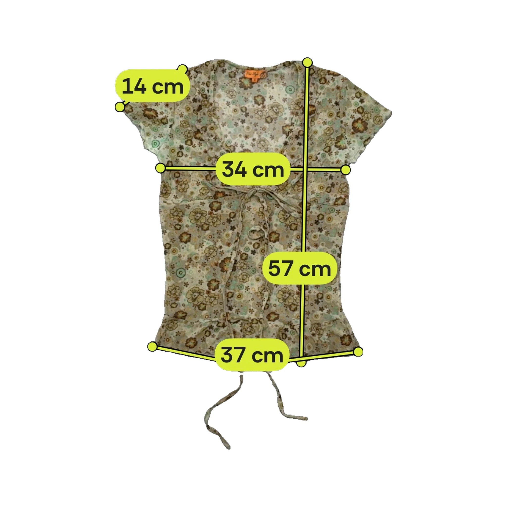 Elin Style Floral Mesh Tie Front Blouse
