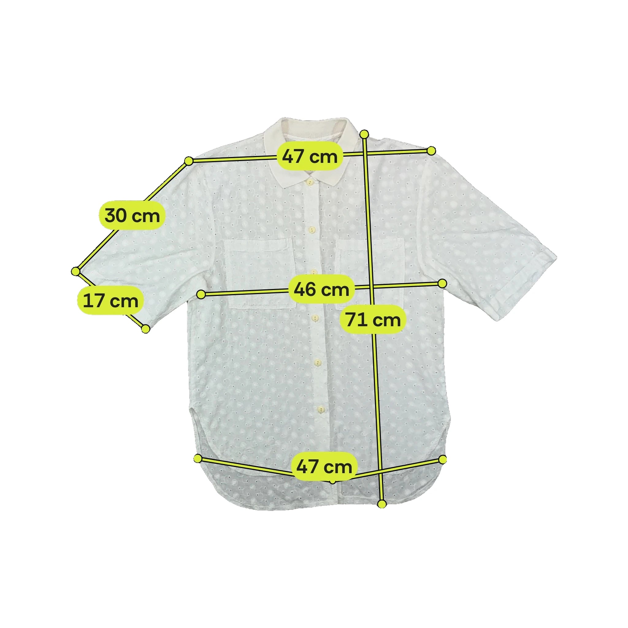 White Eyelet Pattern Button Up Shirt