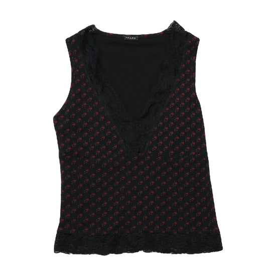 Phard Floral Lace Trim Tank Top