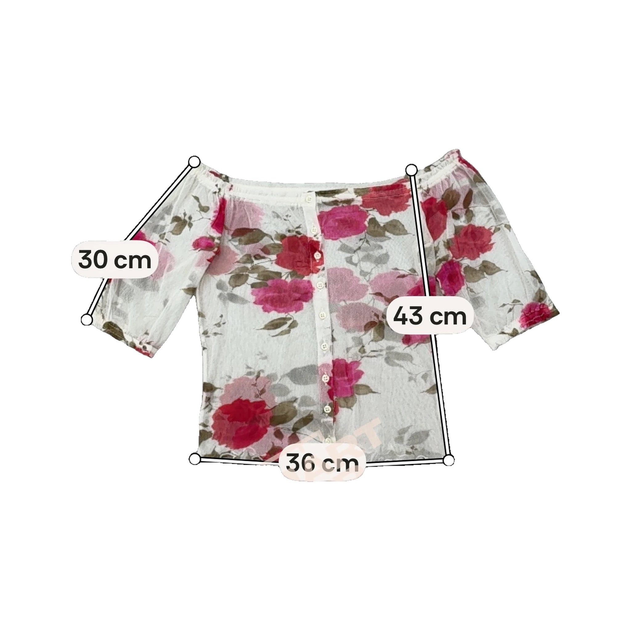Liu Jo Sheer Floral Off-Shoulder Button-Front Top