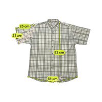 Damage Beige Plaid Short Sleeve Button-Up Shirt