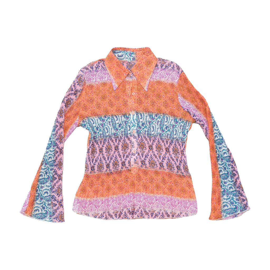 Vintage Patchwork Floral Paisley Collared Blouse