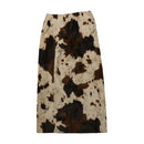 Cow Print Faux Fur Buckle Skirt