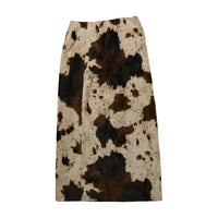 Cow Print Faux Fur Buckle Skirt