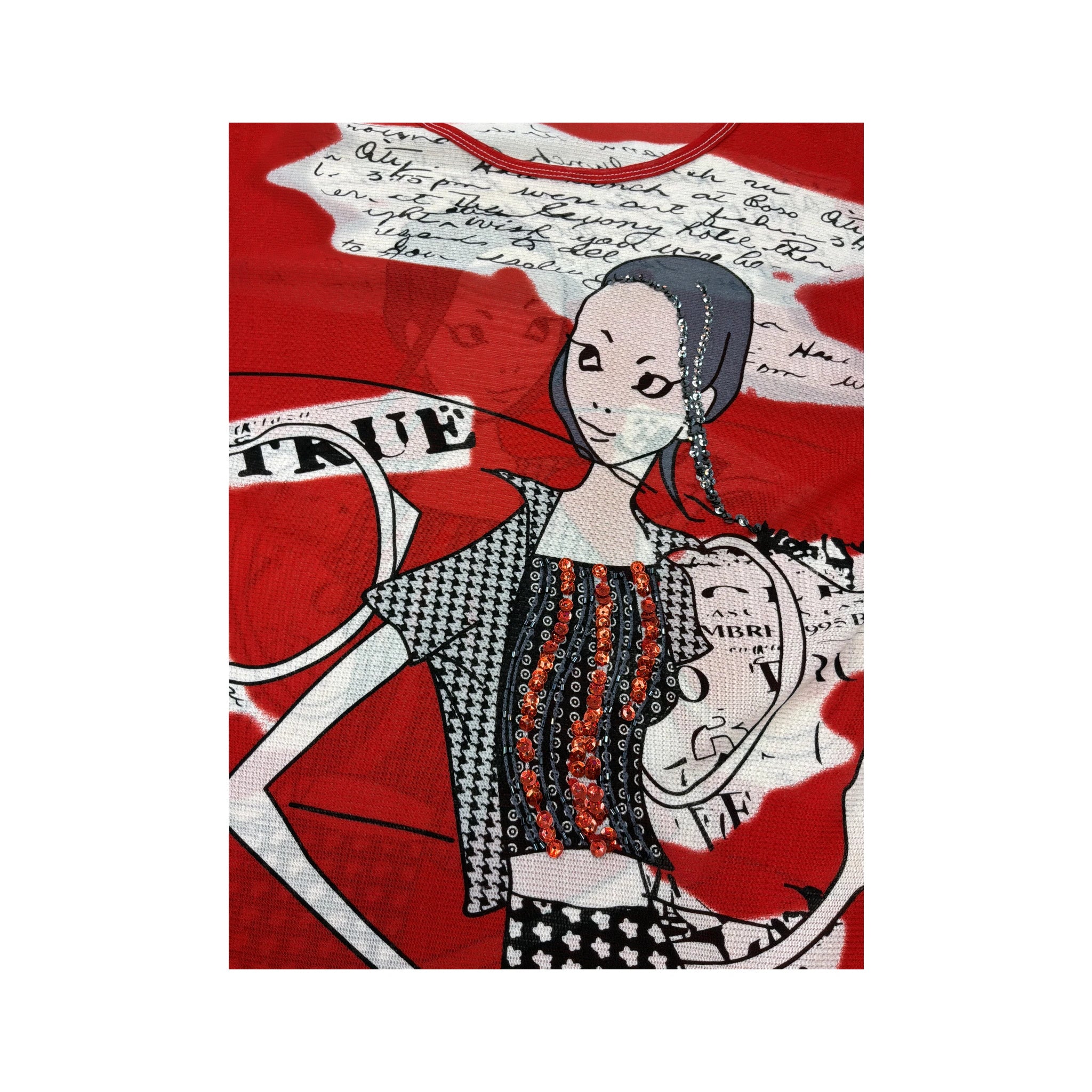 Rapture Graphic Sequin Mesh Long Sleeve T-shirt (Repriced)