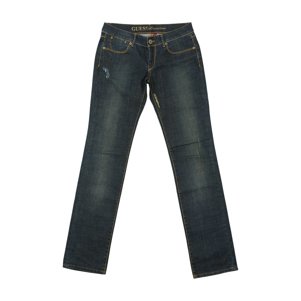 GUESS Premium Dark Wash Cotton Denim Slim Straight Jeans