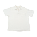 Vintage White Short Sleeve Fleece Polo Shirt with Chest Pocket