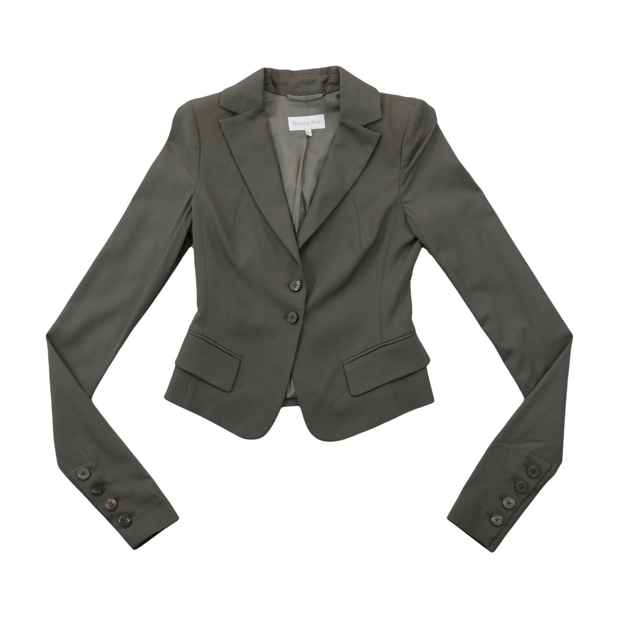 Patrizia Pepe Tailored Gray Notch-Lapel Blazer Jacket