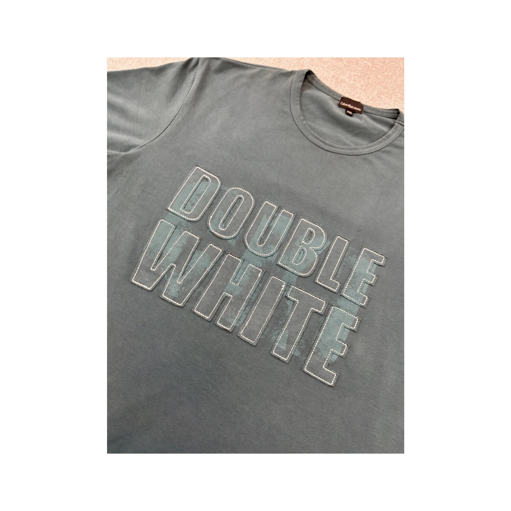 Calvin Klein Jeans Double White Stretch Cotton Graphic T-shirt