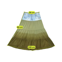 Here + There Denim Yoke Tiered Cotton Maxi Skirt