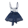 Ruched Floral Bodice Tie Back Chiffon Dress
