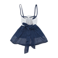 Ruched Floral Bodice Tie Back Chiffon Dress