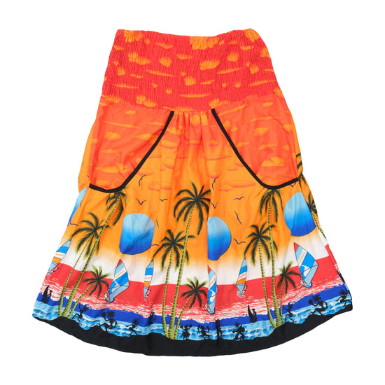 La La Leela Caribbean Print Smocked Topless Dress