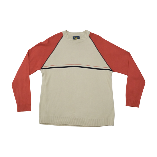 Navigare Vintage Cotton Blend Colorblock Raglan Crewneck Sweater