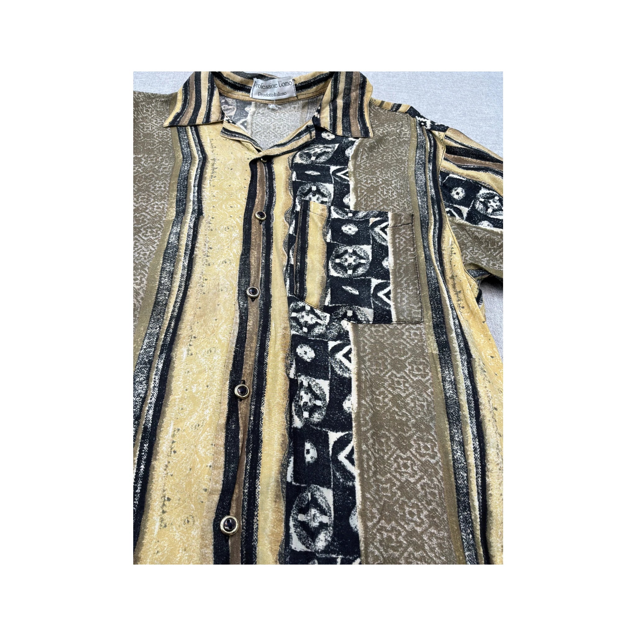 Camisa Professione Uomo vintage com riscas Geométricas e Molas
