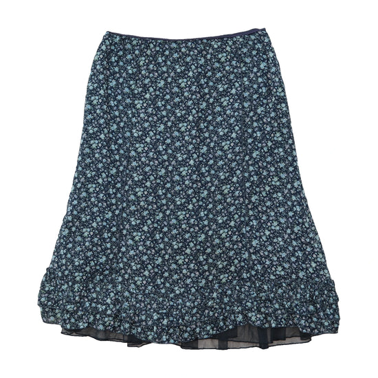 Marie Méro Floral High-Low Ruffle Hem Midi Skirt