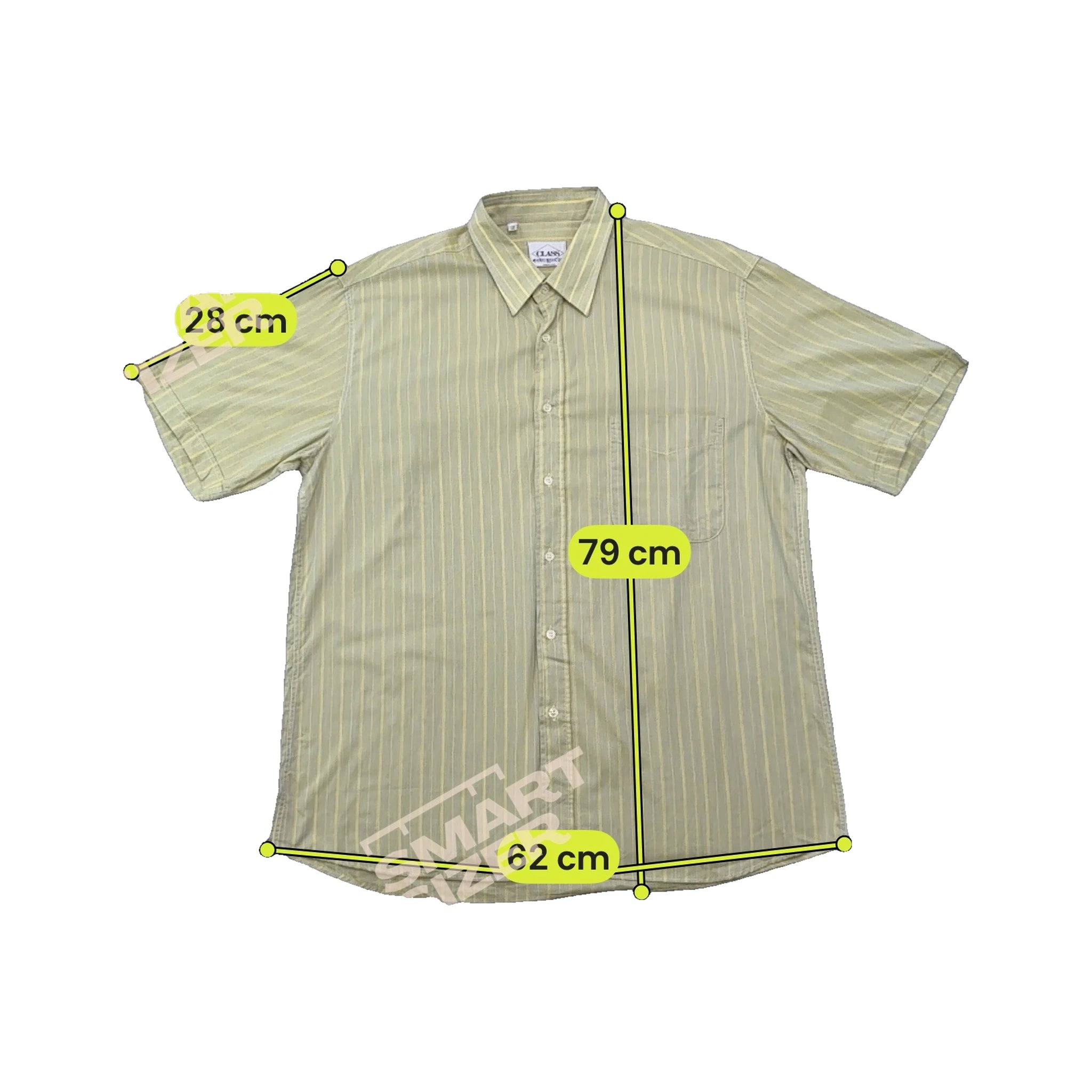 Class Club Uomo Pale Yellow Striped Short Sleeve Shirt