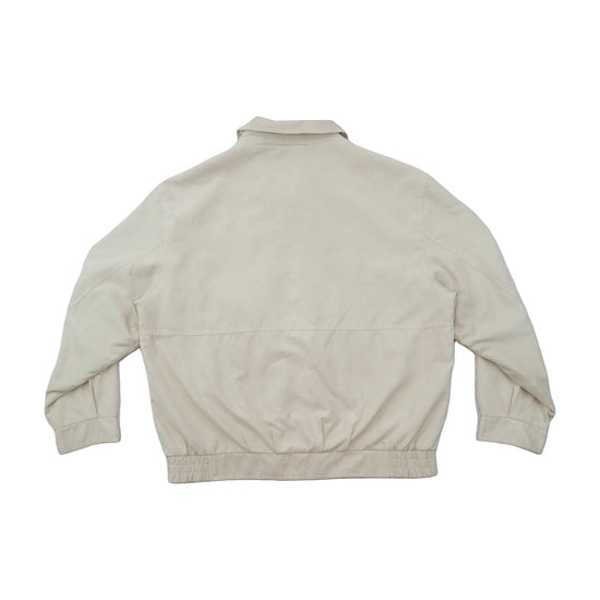 Micro Suede Beige Button Front Blouson Jacket