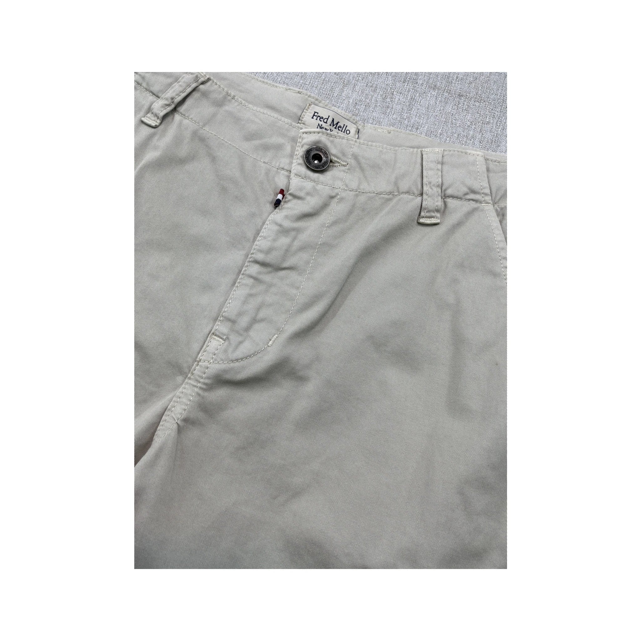 Fred Mello Cotton Stretch Beige Cargo Shorts