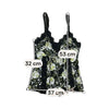 Black Floral Lace-Trim Camisole Top (Size L)