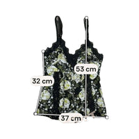 Black Floral Lace-Trim Camisole Top (Size L)